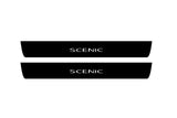 Renault Scenic III 2009+ illuminated door sill protectors stainless steel with Scenic logo