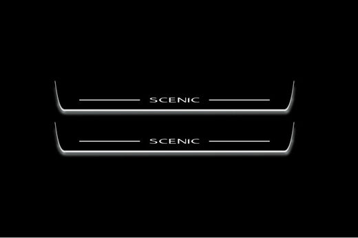 Renault Scenic MPV JZ 2009–2016 — Stainless Steel LED Door Sills — Scenic Logo