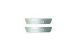 Two short silver-finished door sill plates with BYD lettering on a light background, straight-on view.