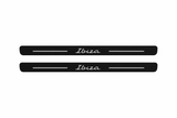 SEAT Ibiza KJ1 Ibiza Matte PRO LED door sills, FRONT two-piece catalogue illustration, matte black with white illumination