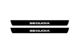 Toyota Sequoia II XK60 2008+ illuminated entry guards in stainless steel with Sequoia logo