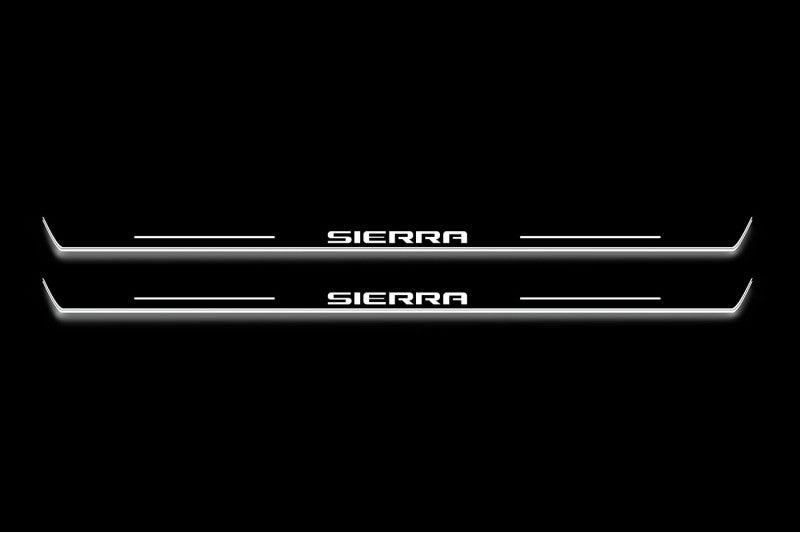 stainless steel door sill plates for GMC Sierra V 2018+ with Sierra logo