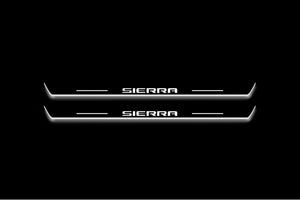 GMC Sierra V 2018+ LED Door Sills Illuminated Scuff Sierra Logo Stainless Steel Entry Guards Door Sills Decoin