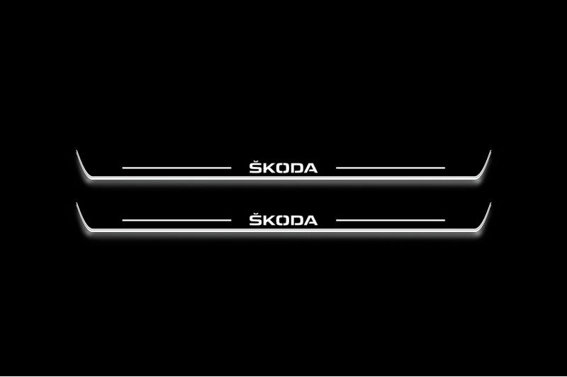 Skoda Octavia (A5) II Stainless Steel LED Door Sills – Skoda Logo