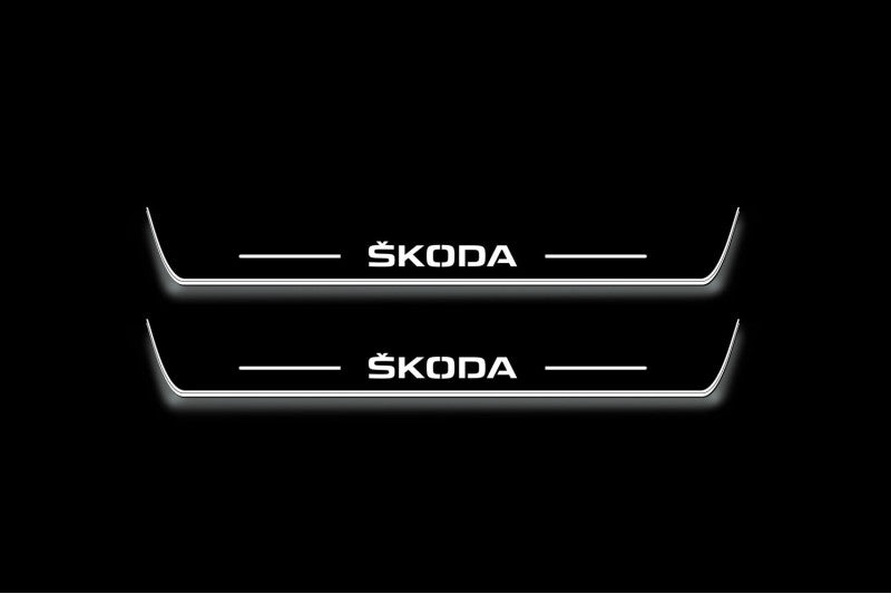 Skoda Yeti 2009+ Stainless Steel LED Door Sills – Skoda Logo