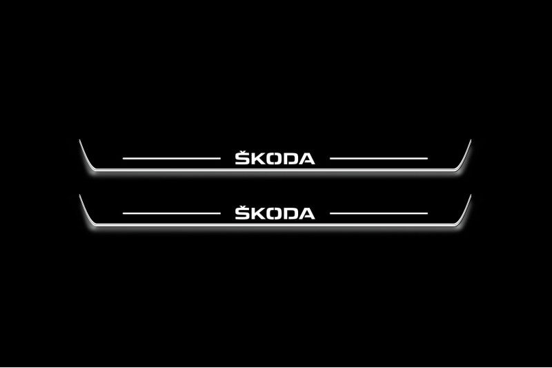 Skoda Octavia (A8) IV Stainless Steel LED Door Sills – Skoda Logo