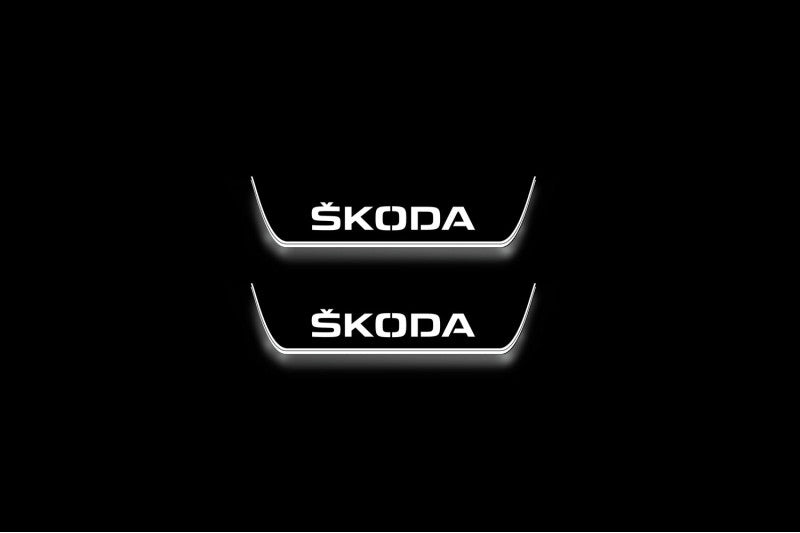 Skoda Octavia (A7) III Stainless Steel LED Door Sills – Skoda Logo