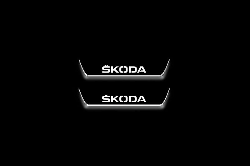 Skoda Octavia (A8) IV Stainless Steel LED Door Sills – Skoda Logo