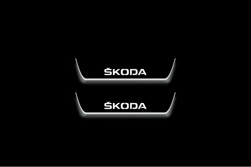 Skoda Yeti 2009+ Stainless Steel LED Door Sills – Skoda Logo