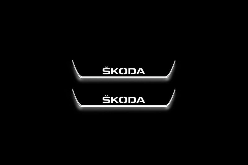 Skoda Octavia (A5) II Stainless Steel LED Door Sills – Skoda Logo