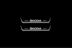 Skoda Enyaq IV 2020+ Stainless Steel LED Door Sills – Skoda Logo
