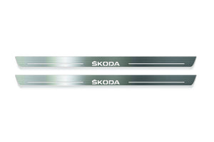 Skoda Enyaq IV 2020+ Stainless Steel LED Door Sills – Skoda Logo