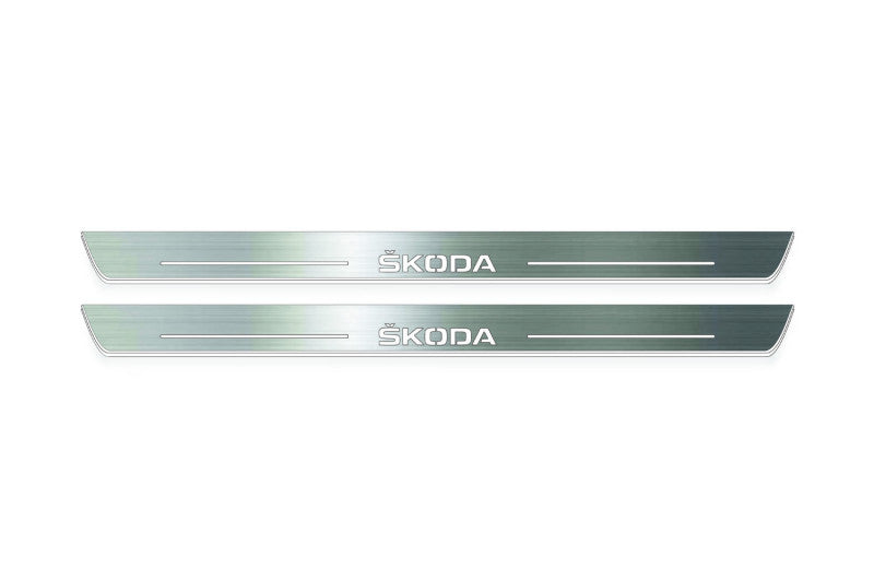 Skoda Octavia (A5) II Stainless Steel LED Door Sills – Skoda Logo