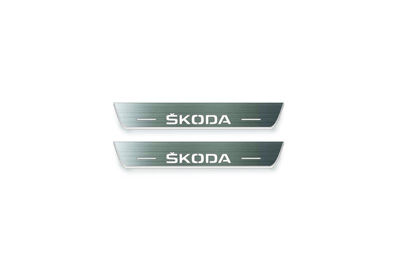Skoda Enyaq IV 2020+ Stainless Steel LED Door Sills – Skoda Logo