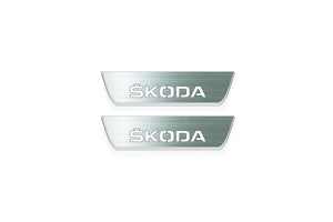 Skoda Octavia (A7) III Stainless Steel LED Door Sills – Skoda Logo