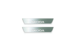 Skoda Octavia (A5) II Stainless Steel LED Door Sills – Skoda Logo