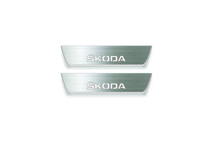 Skoda Yeti 2009+ Stainless Steel LED Door Sills – Skoda Logo