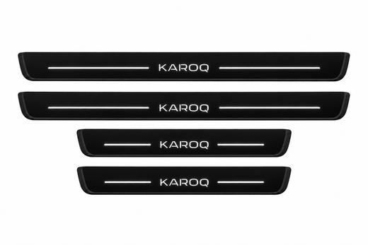 Škoda Karoq NU7 2017–2026 — Matte PRO LED Door Sills — Karoq Logo
