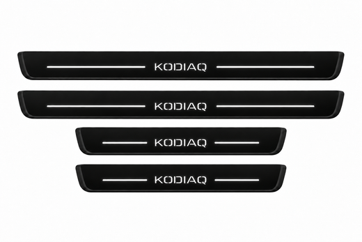 Škoda Kodiaq NS7 2016–2024 — Matte PRO LED Door Sills — Kodiaq Logo