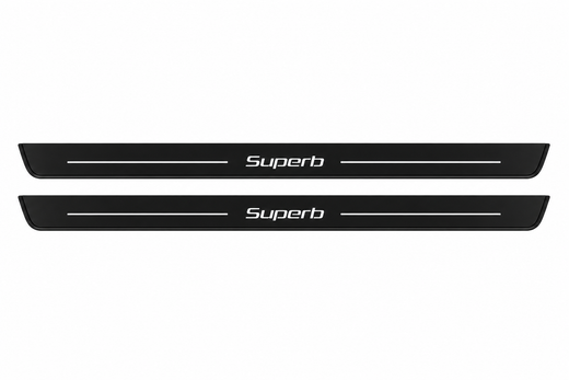 Škoda Superb Combi 3T5 2009–2015 — Matte PRO LED Door Sills — SuperB Logo