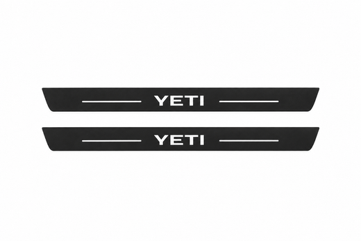 Skoda Yeti 2009–2017 — Matte PRO LED Door Sills — YETI Type 2 Logo