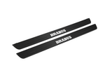 Matte PRO catalogue illustration showing two FRONT plates with illuminated Brabus lettering on a white background; smart fortwo C453 dimensions are selected during manufacture; rear plates are not pictured.