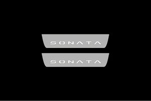 Illuminated LED Door Sill Tread Plates Hyundai Sonata VIII FL 2024+ With Sonata Logo Hyundai Led Door Sills opdesign