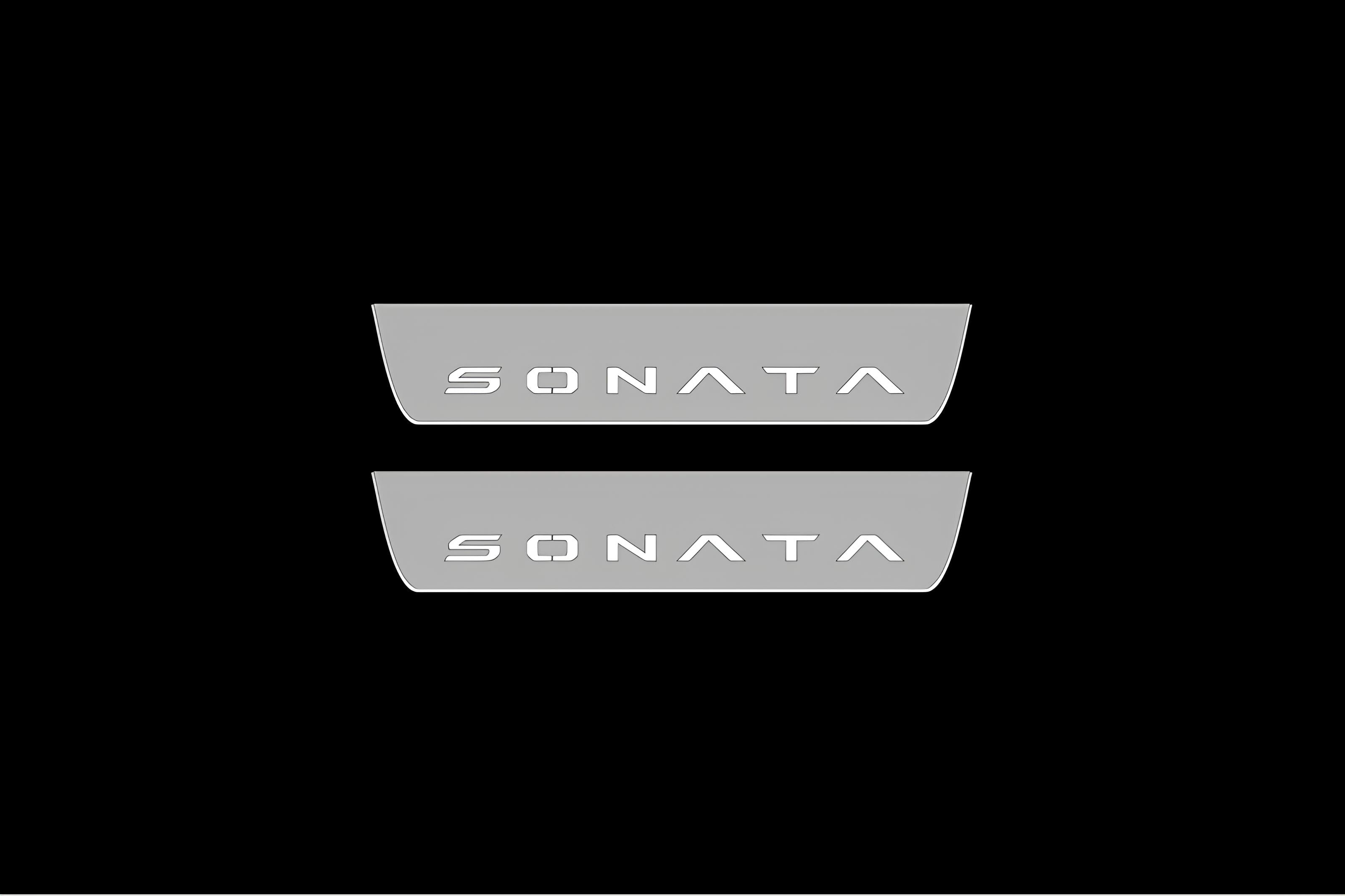 Illuminated LED Door Sill Tread Plates Hyundai Sonata VIII FL 2024+ With Sonata Logo Hyundai Led Door Sills opdesign
