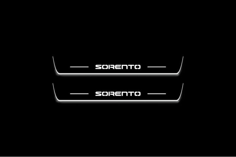 KIA Sorento III 2015+ stainless steel illuminated entry guards with Sorento logo