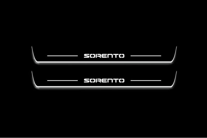 KIA Sorento III 2015+ LED door sill plates stainless steel with Sorento logo
