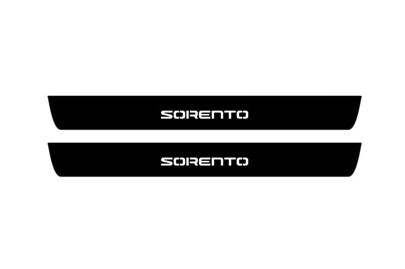 illuminated door sill protectors KIA Sorento III 2015+ in stainless steel with Sorento logo