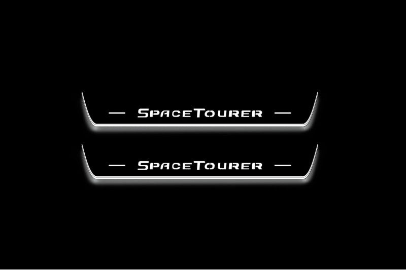 Citroen SpaceTourer 2016+ LED door sill plates in stainless steel with SpaceTourer logo