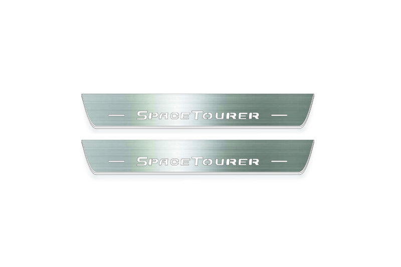 Citroen SpaceTourer 2016+ LED door sill plates stainless steel with SpaceTourer logo