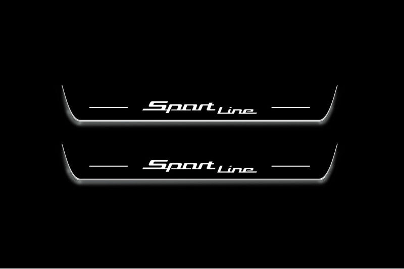 BMW 5 G30 2017+ illuminated entry guards in stainless steel with Sport Line logo