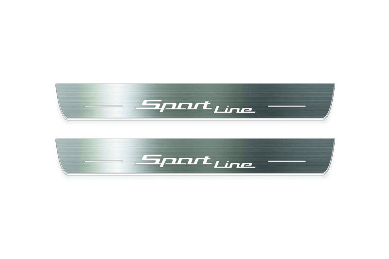 BMW 5 F30 2012+ stainless steel illuminated entry guards with Sport Line logo