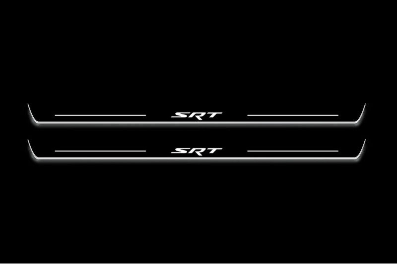 LED door sill plates stainless steel Jeep Grand Cherokee III WK2 2005+ with SRT logo
