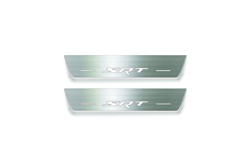 Dodge Charger LD 2011+ entry guards in stainless steel with SRT logo