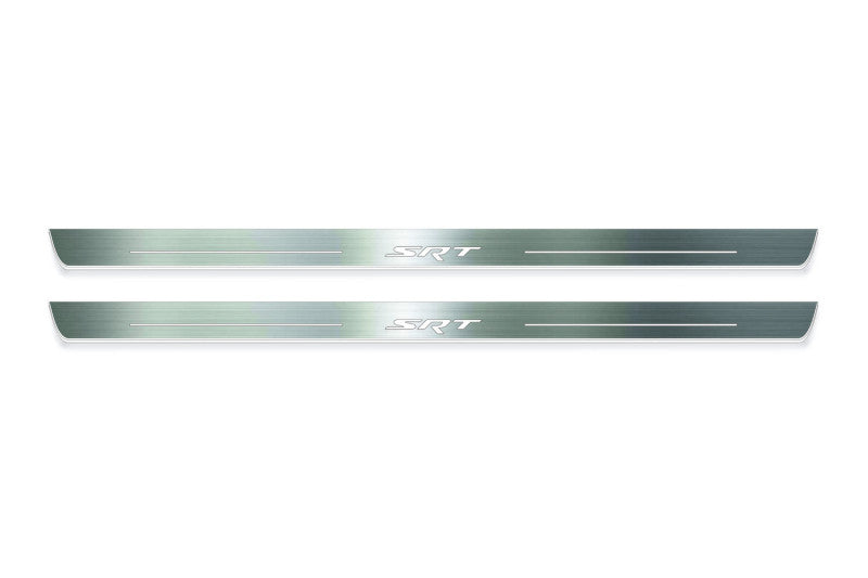Dodge Challenger 2008+ stainless steel illuminated entry guards with SRT logo