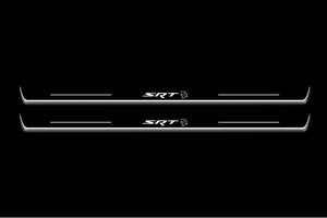 Dodge Challenger 2008-2023 LED Door Sills Illuminated Scuff SRT Hellcat Logo Stainless Steel Entry Guards Door Sills Decoin