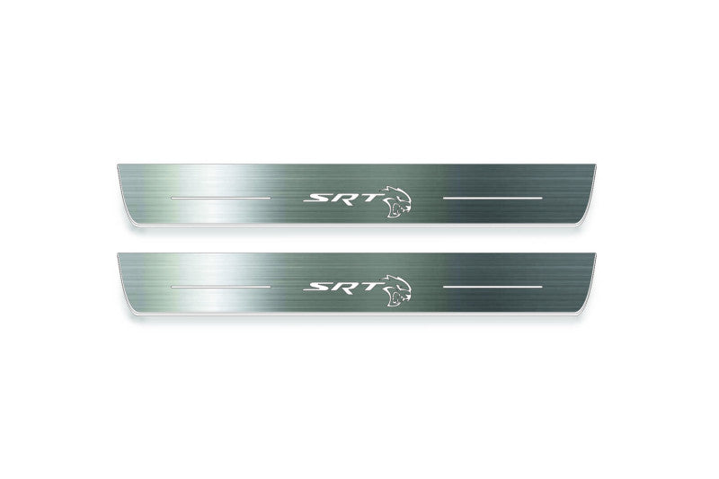 Jeep Grand Cherokee IV WK2 2010+ LED door sill plates stainless steel with SRT Hellcat logo