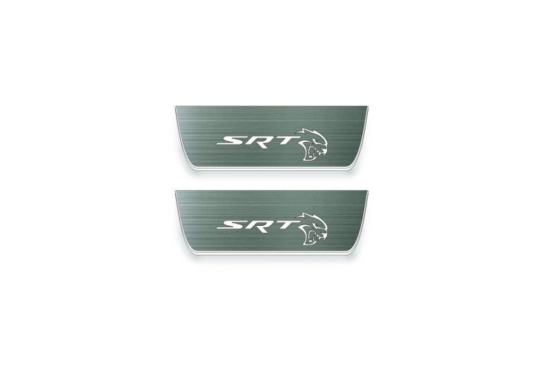 Jeep Grand Cherokee IV WK2 2010+ illuminated entry guards in stainless steel with SRT Hellcat logo