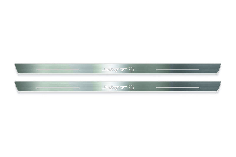 stainless steel LED door sill plates with Dodge Challenger 2008+ with SRT Hellcat logo