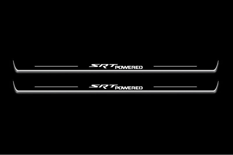 Dodge Challenger 2008-2023 LED Door Sills Illuminated Scuff SRT Powered Logo Stainless Steel Entry Guards Door Sills Decoin