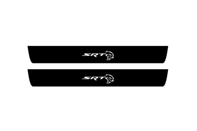 Dodge Durango III 2011+ stainless steel illuminated entry guards with SRT Hellcat logo