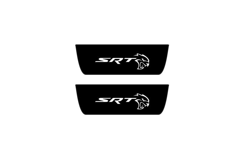Jeep Grand Cherokee IV WK2 2010+ door sill plates in matte black coated stainless steel with SRT Hellcat logo