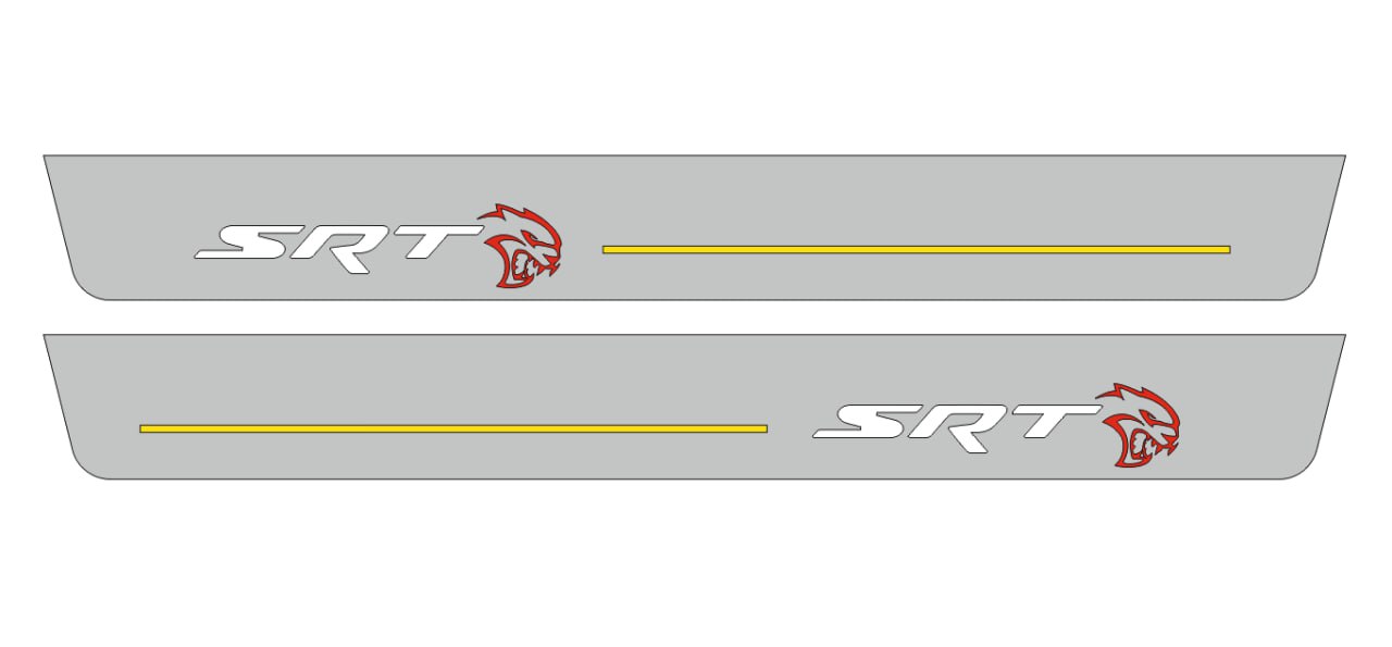 Illuminated LED Door Sill Tread Plates Jeep Grand Cherokee IV 2010-2021 With SRT HELLCAT Logo Jeep Led Door Sills opdesign