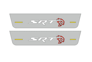 Illuminated LED Door Sill Tread Plates Jeep Grand Cherokee IV 2010-2021 With SRT HELLCAT Logo Jeep Led Door Sills opdesign