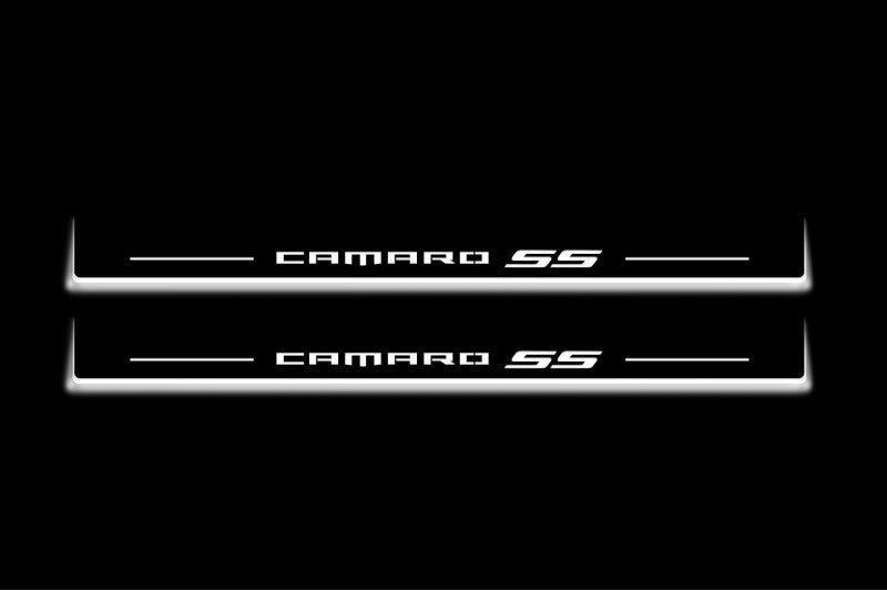 Chevrolet Camaro VI 2016+ LED door sill plates with Camaro SS logo
