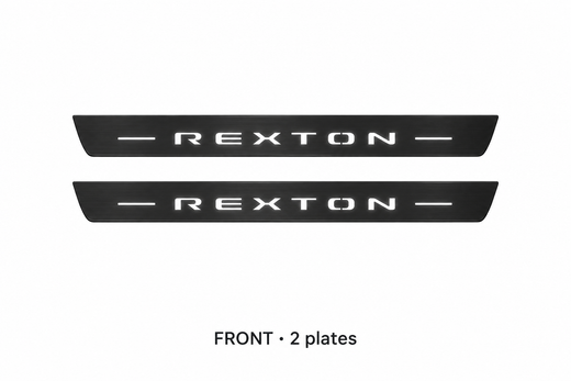 SsangYong Rexton Y400 2017–2023 — Matte PRO LED Door Sills — Rexton Logo