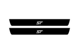 Ford Edge II 2014+ illuminated door sill protectors matte black coated stainless steel with ST logo